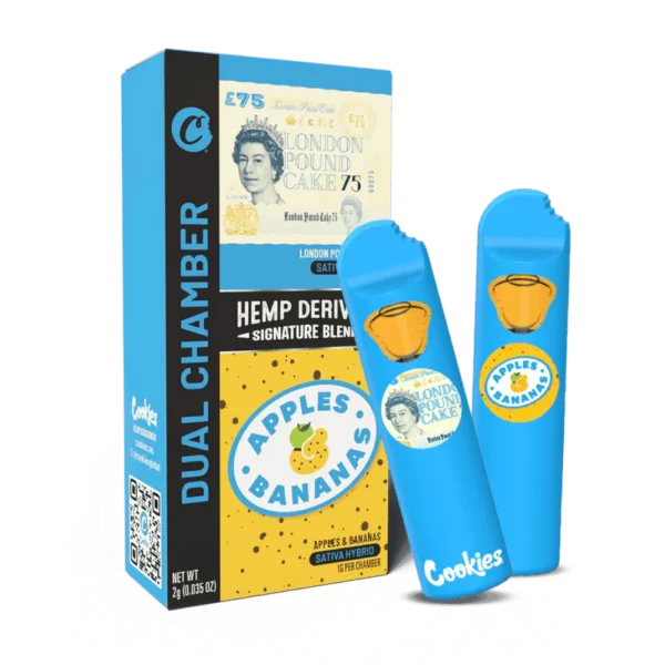 Vape THC Cookies Double Saveur + CBC | 2000MG | 🍍 Apples Bananas & 🍰 London Pound Cake