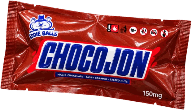 Barre chocolat Eddie Balls Chocojon 150 mg, packshot du pack cacao et bleu