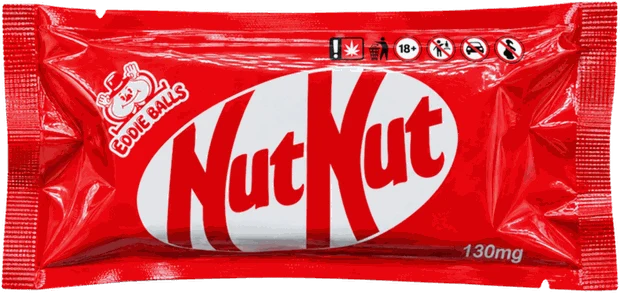Barre chocolat Eddie Balls NutKut 130 mg, packshot du pack rouge