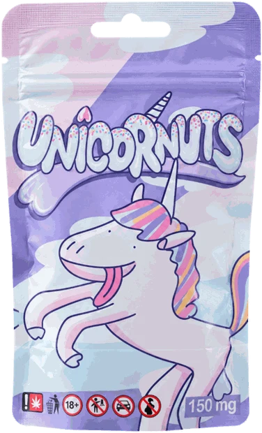 Sachet de bonbons Eddie Balls Unicornuts 150 mg, pack pastel à la licorne