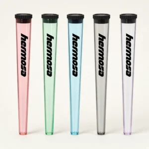 Tubes pré-roulés Hermosa 117 mm coniques en 5 couleurs : bleu, gris fumé, lilas, rose et vert